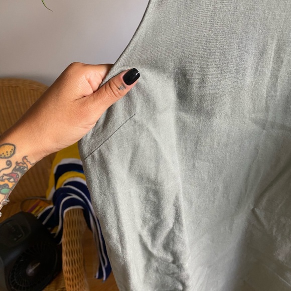 🐢🐢 ARMY GREEN LINEN DRESS 🐢🐢 - Picture 3 of 5
